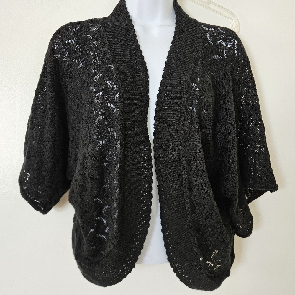 Womens Crochet Cardigan 1X Dark Cottage Boho Whimsigoth Witchy Fairy Shrug Boho